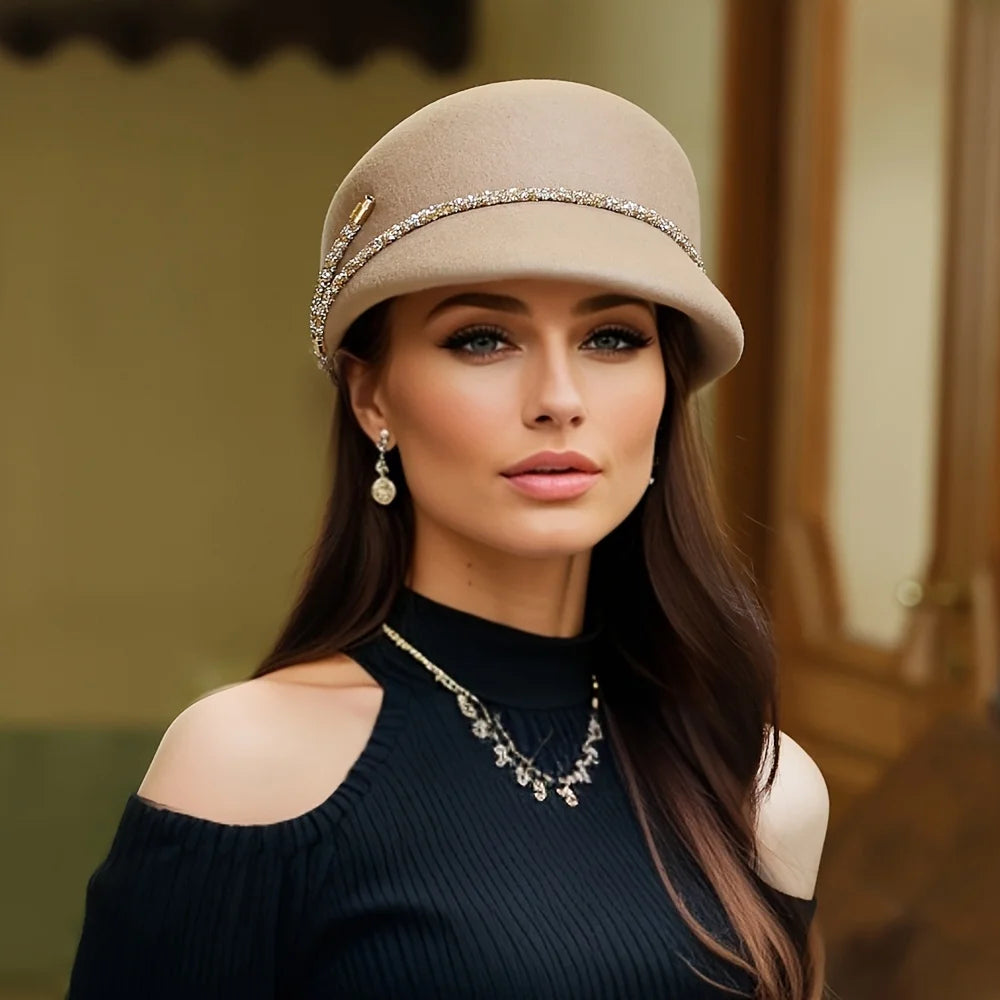 Celestine Crystal Wool Cloche