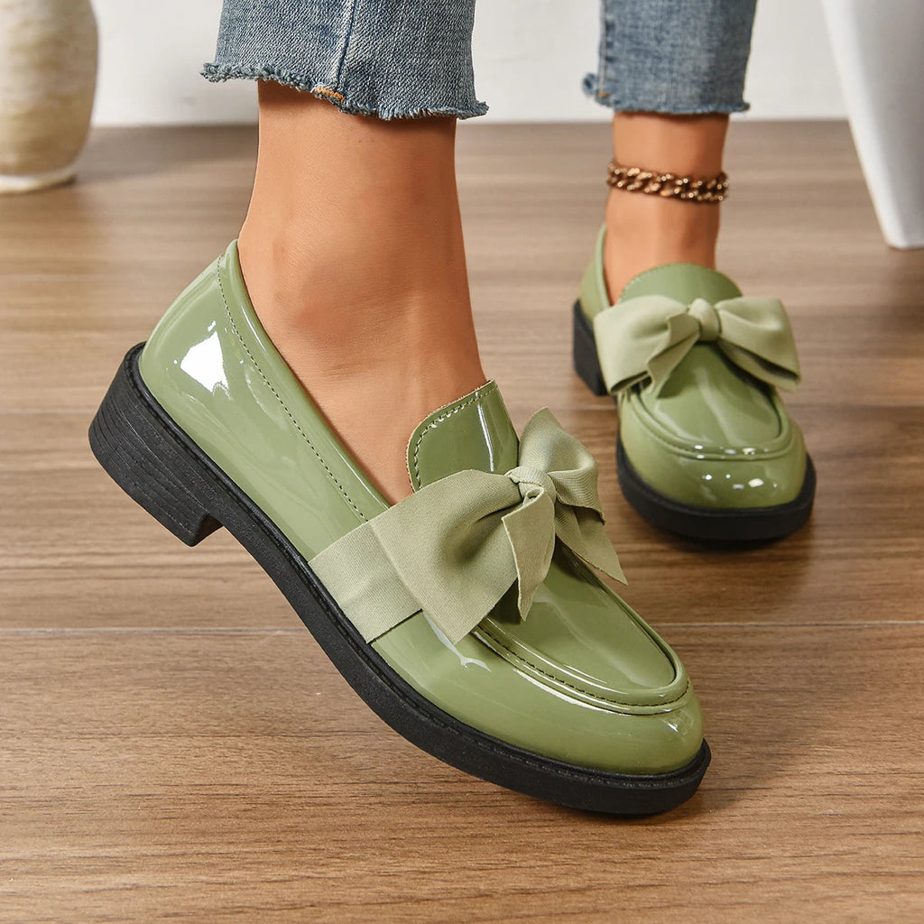 Veloura Gloss Bow Platform Loafers