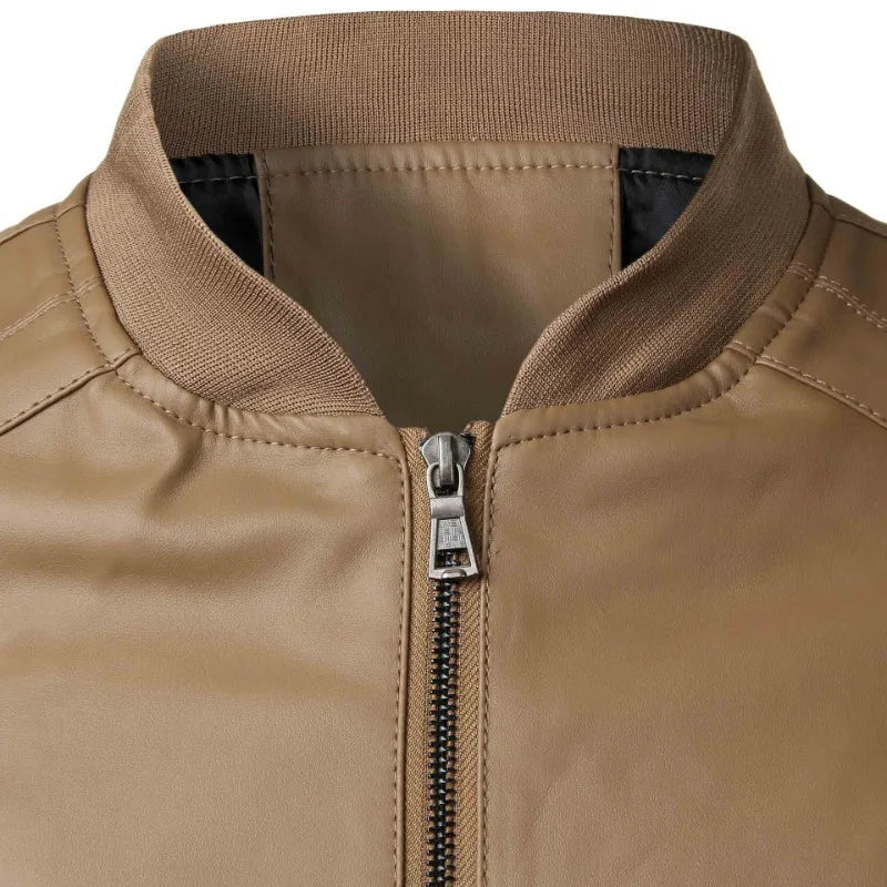 Valencrest Stand-Collar Leather Bomber