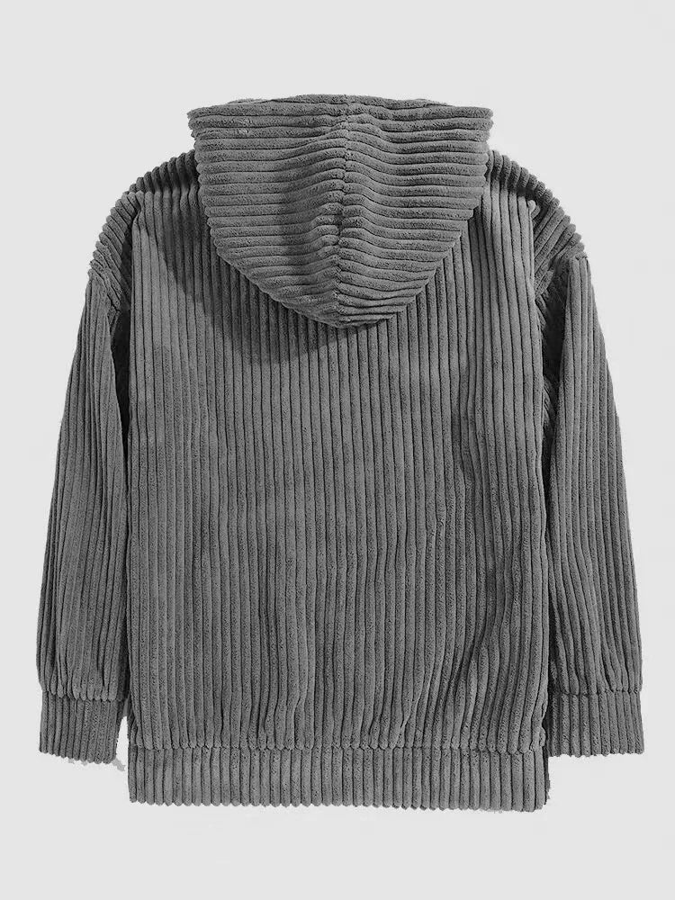 Vintage Corduroy Long Sleeve Pullover Hoodie