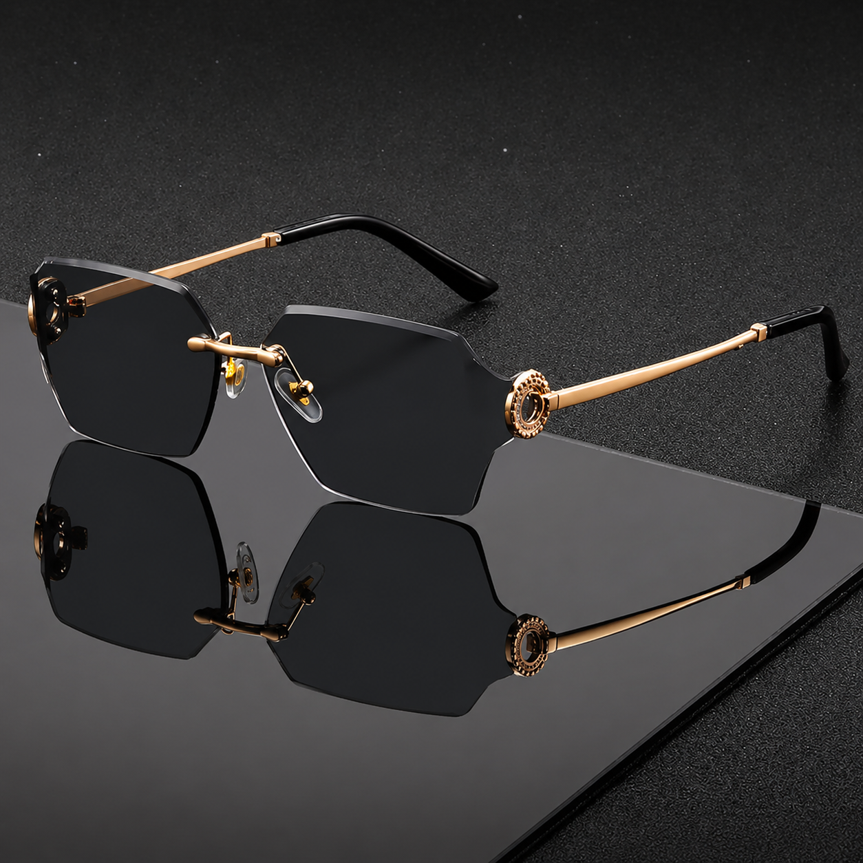 Blackline Rimless Square Sunglasses