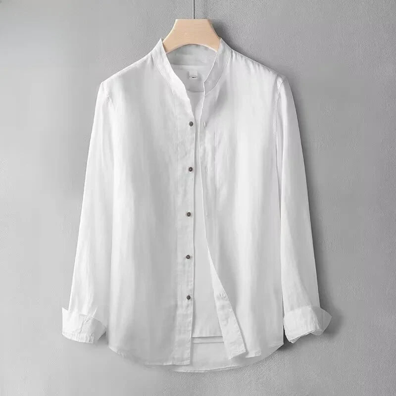 Cotton Linen Shirt | Men's Shirt with Button-Up Design | Stylish Versatile Wear for Summer and Autumn