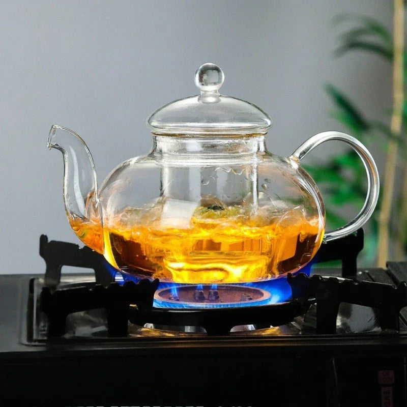 Elegant Glass Teapot Set | High Borosilicate Tea Kettle with Filter | Stylish Brewing Solution for Tea and Coffee