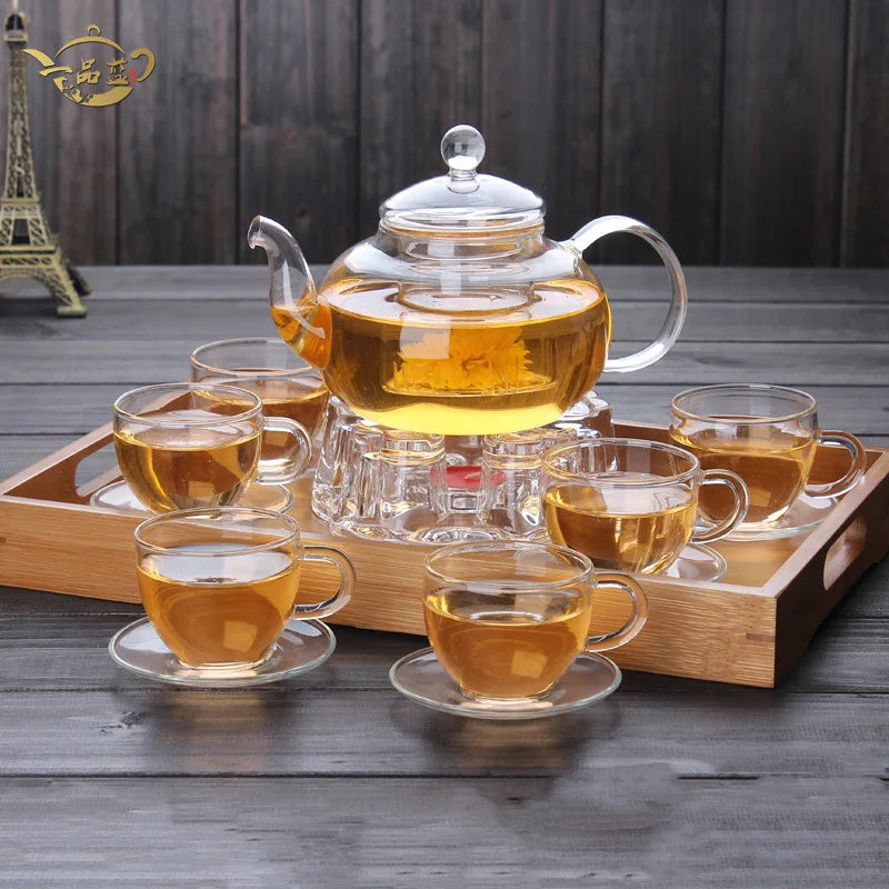 Elegant Glass Teapot Set | High Borosilicate Tea Kettle with Filter | Stylish Brewing Solution for Tea and Coffee