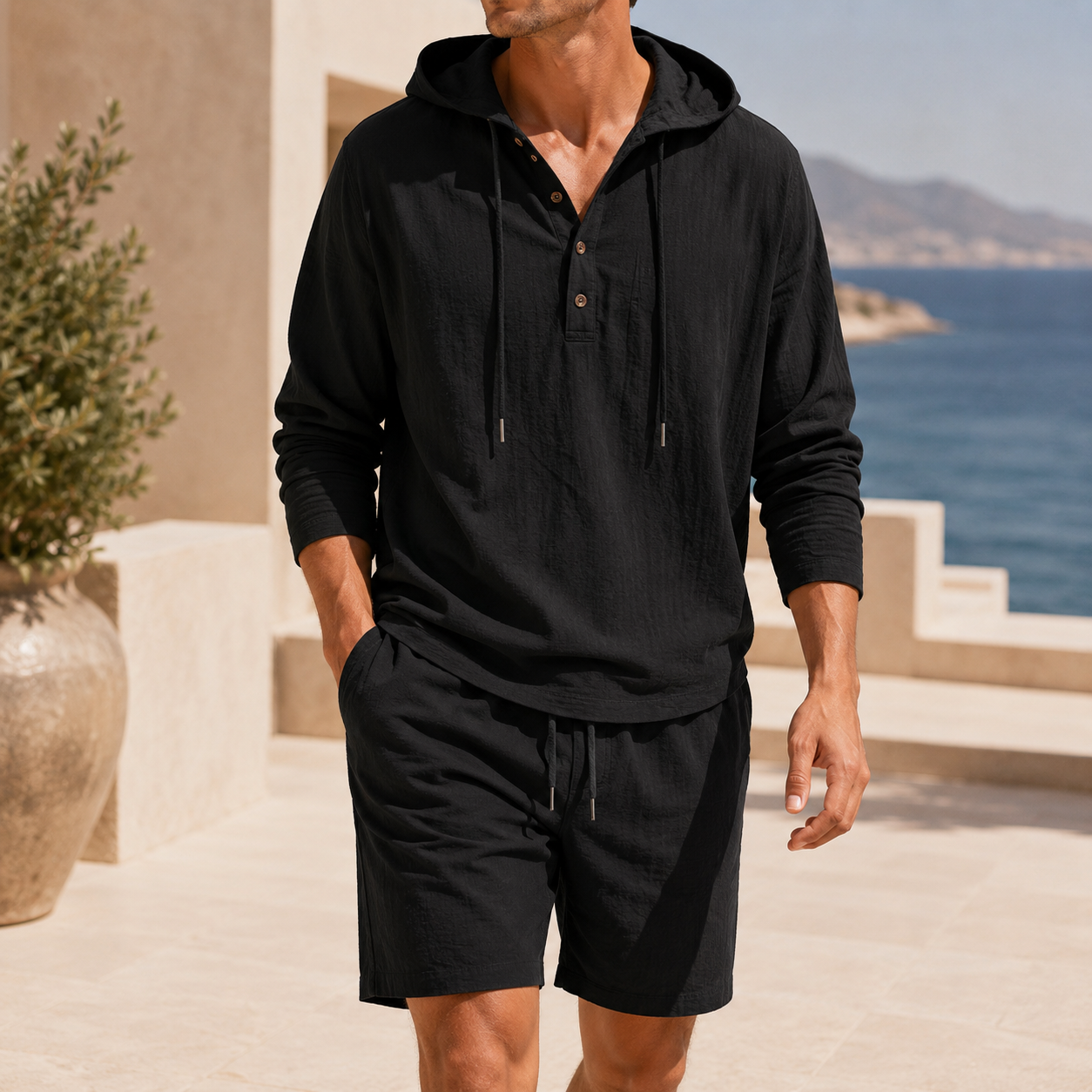 Marlow Linen Lightweight Hooded Set