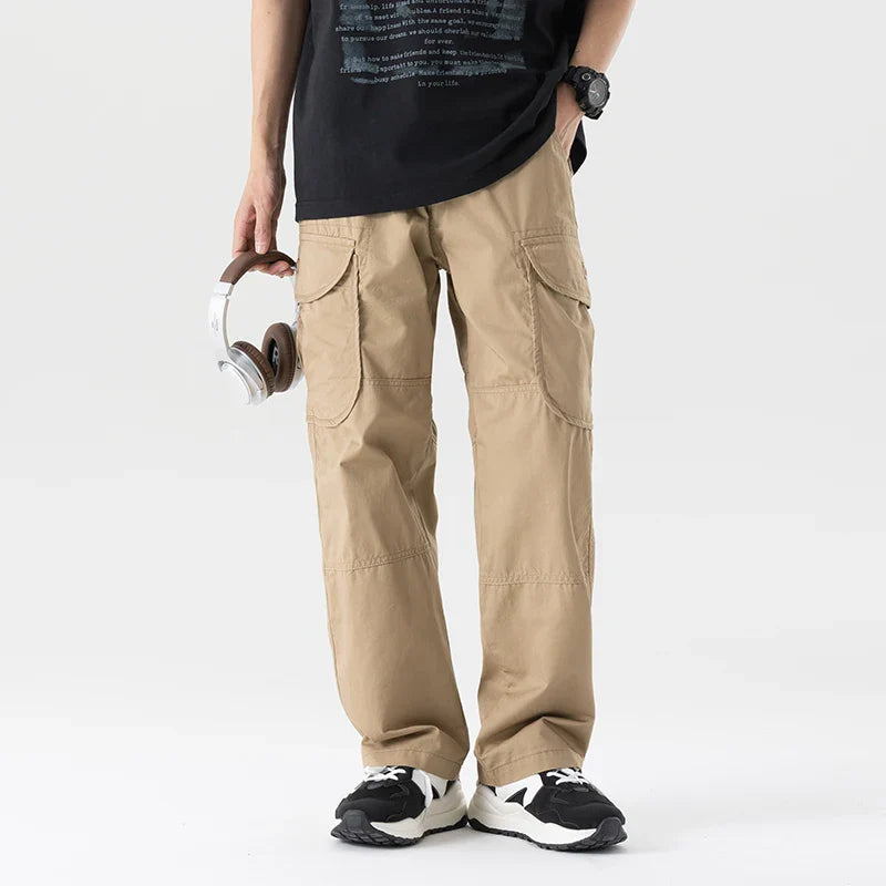 Men's 100% Cotton Cargo Pants | Trendy Wide Baggy Outdoor Fit