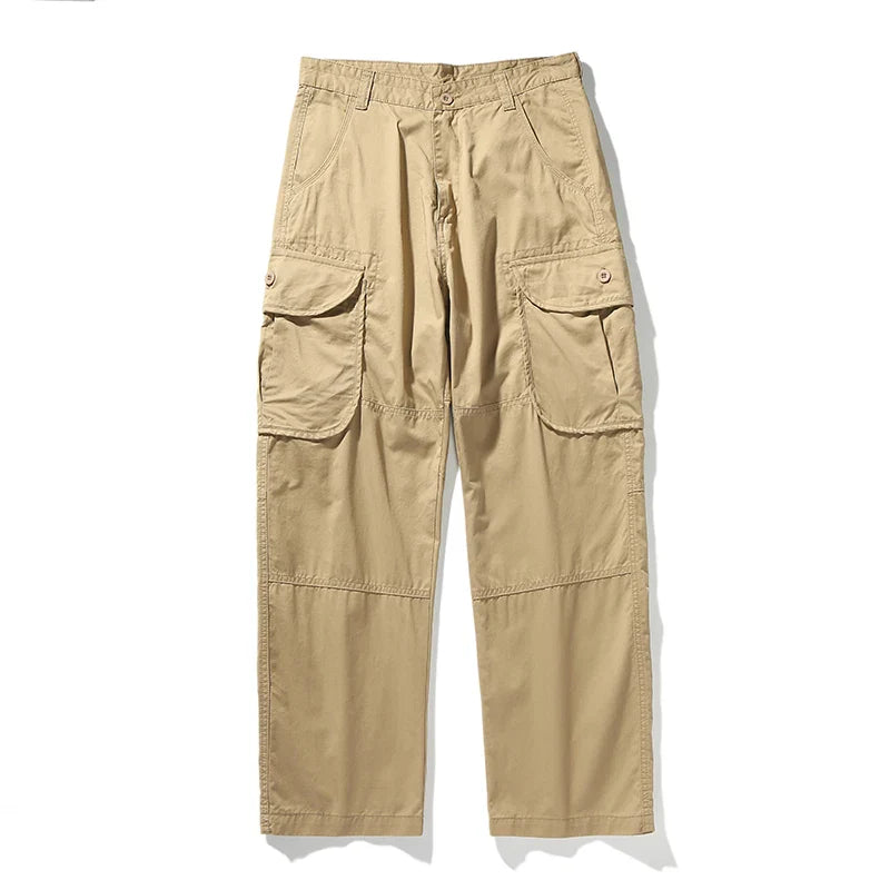 Men's 100% Cotton Cargo Pants | Trendy Wide Baggy Outdoor Fit