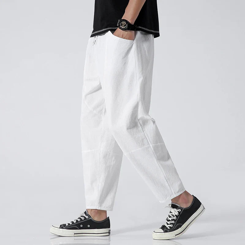 Men's 100% Cotton Cropped Pants | Trendy Loose Fit for Summer Style