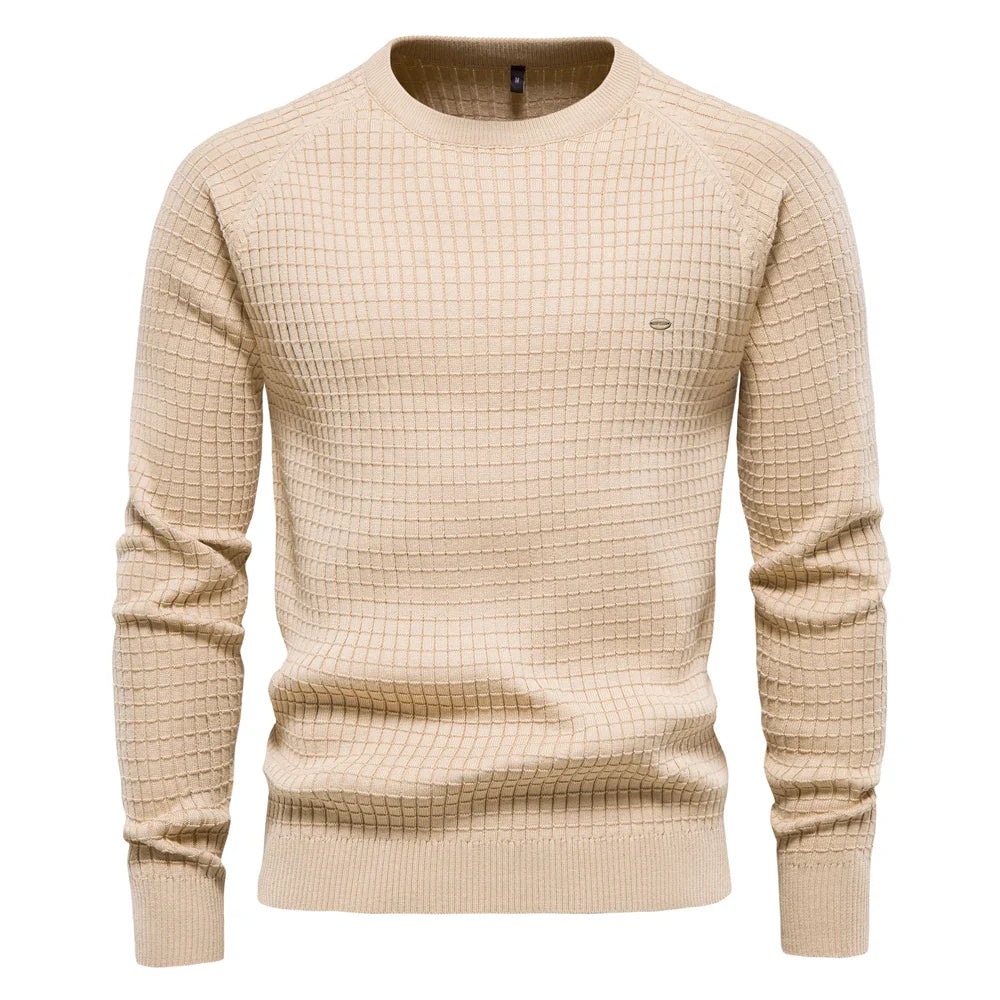 Men's 100% Cotton O-Neck Sweater | Tailored Classic Winter Essential