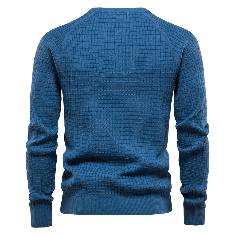 Men's 100% Cotton O-Neck Sweater | Tailored Classic Winter Essential