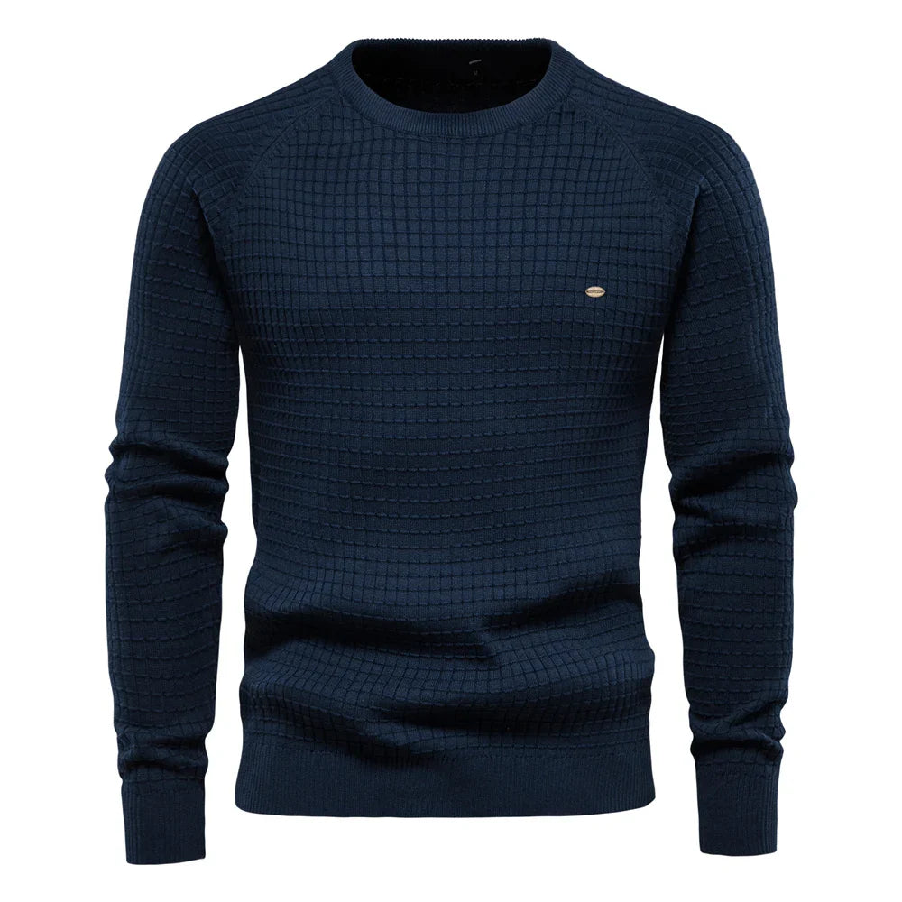 Men's 100% Cotton O-Neck Sweater | Tailored Classic Winter Essential
