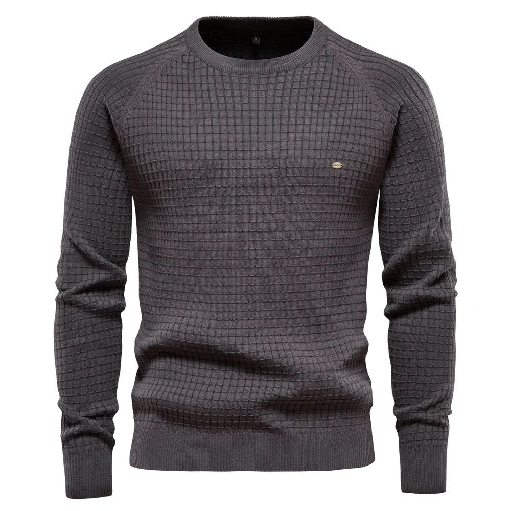 Men's 100% Cotton O-Neck Sweater | Tailored Classic Winter Essential