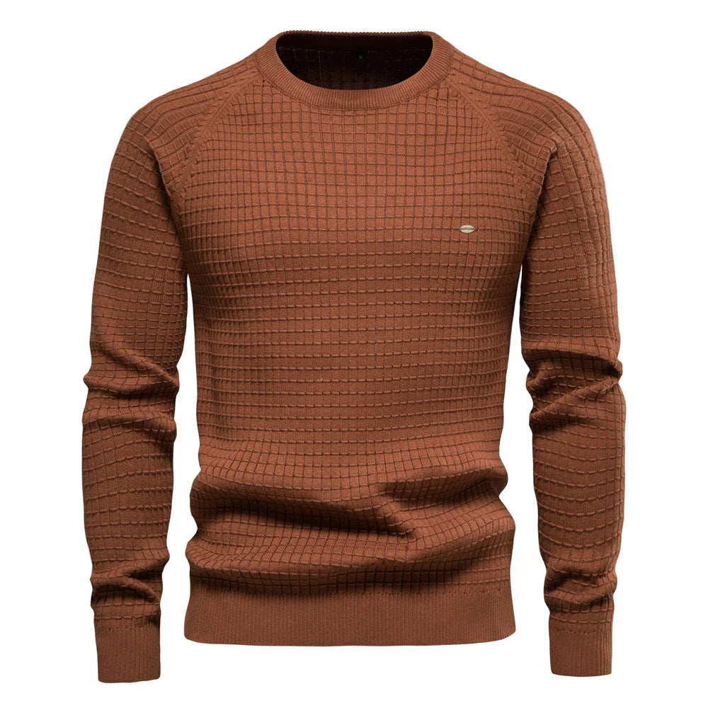 Men's 100% Cotton O-Neck Sweater | Tailored Classic Winter Essential