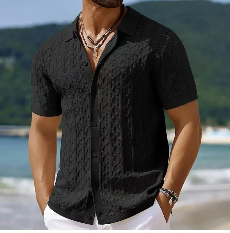 Men's Breathable Knitted Polo Shirt | Stylish Business Casual Essential