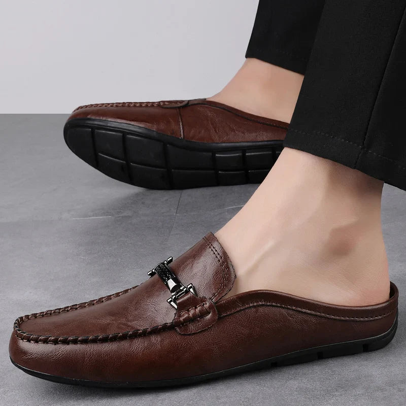 Men's Brown Leather Loafers | Classic Comfortable Casual Flat Shoes