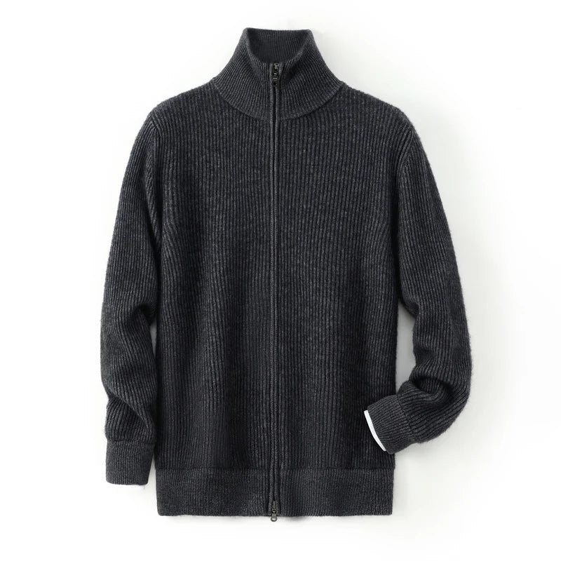 Men's Cashmere Zip Cardigan | Elevated Structured Warm Layer