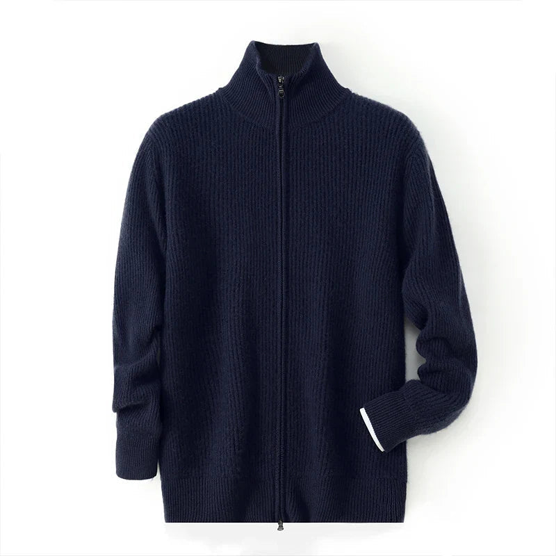 Men's Cashmere Zip Cardigan | Elevated Structured Warm Layer
