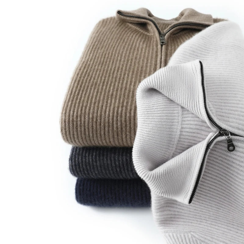 Men's Cashmere Zip Cardigan | Elevated Structured Warm Layer