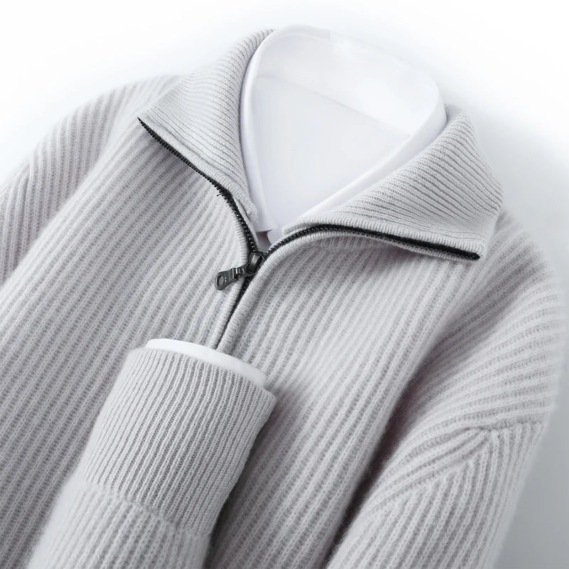 Men's Cashmere Zip Cardigan | Elevated Structured Warm Layer