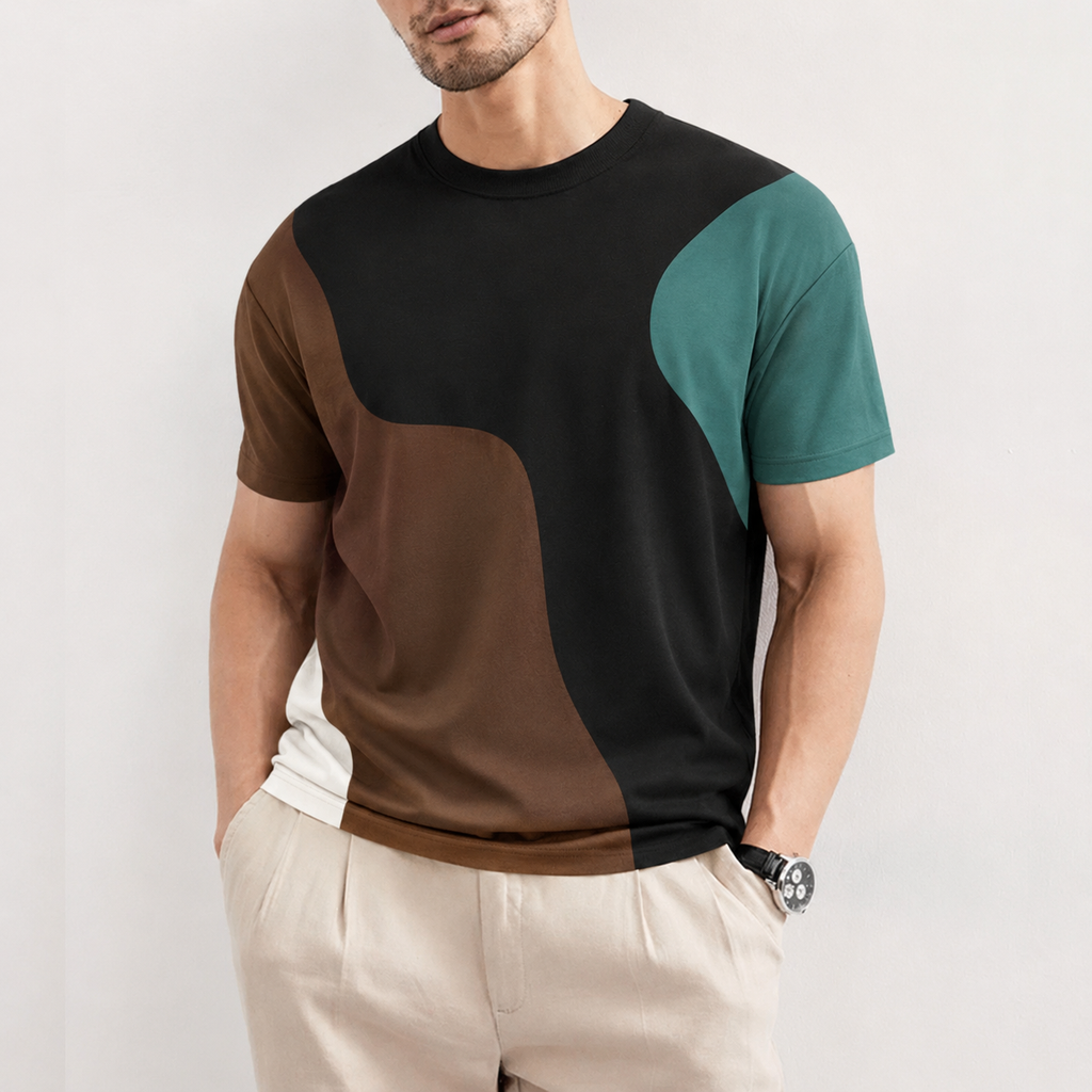 Men's Cotton-Blend Abstract T-Shirt | Bold Modern Everyday Essential