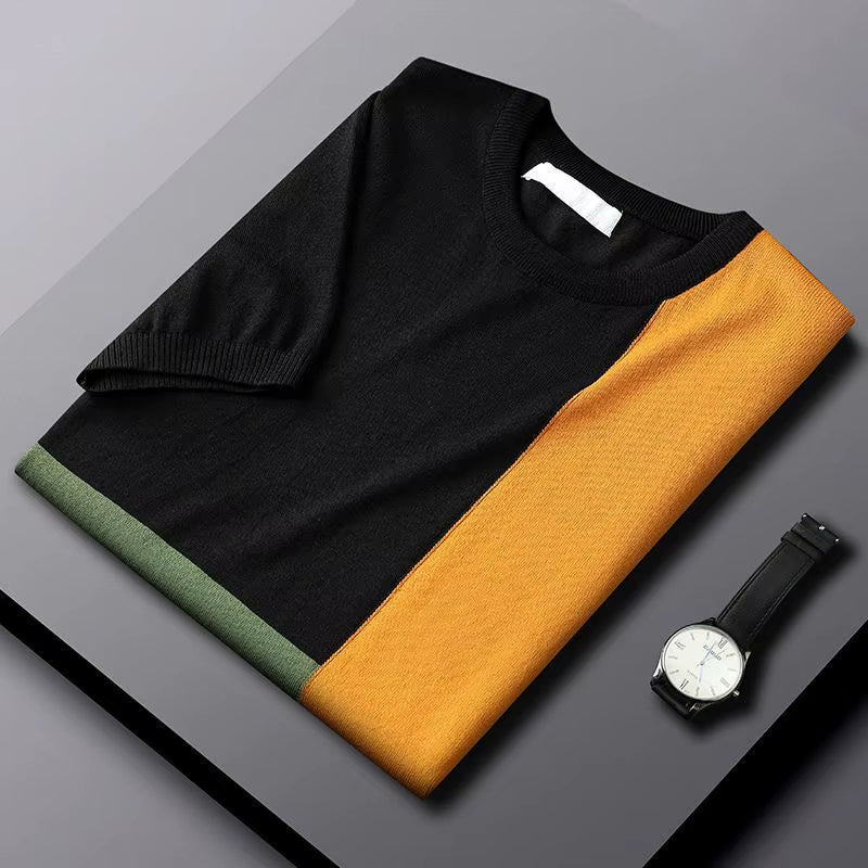 Men's Cotton Blend Color Block Shirt | Sculptural Tailored Design