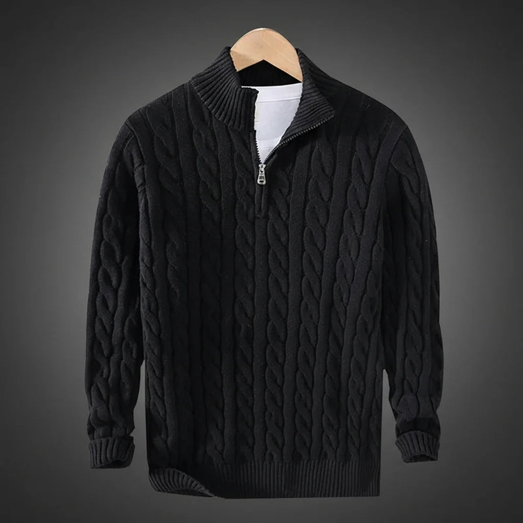 Men's Cotton Knit Half Zip Sweater | Refined Layering Essential