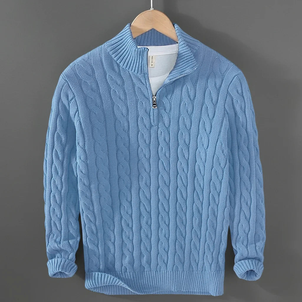 Men's Cotton Knit Half Zip Sweater | Refined Layering Essential