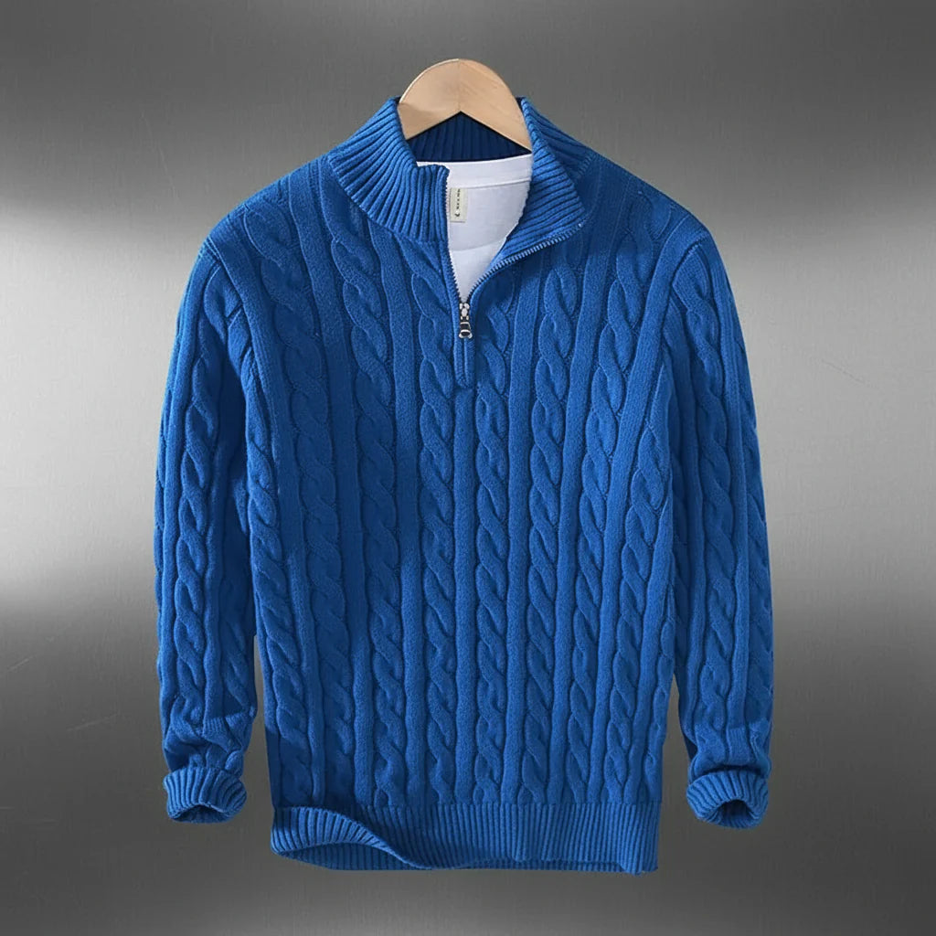 Men's Cotton Knit Half Zip Sweater | Refined Layering Essential