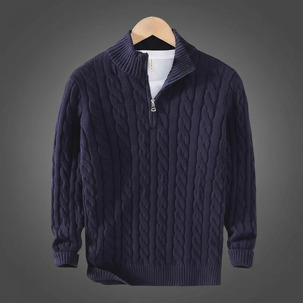 Men's Cotton Knit Half Zip Sweater | Refined Layering Essential