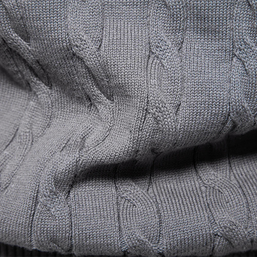 Men's Cotton Knit Sweater | Classic Twist Design with Playful Giraffe Embroidery | Soft Touch Comfort