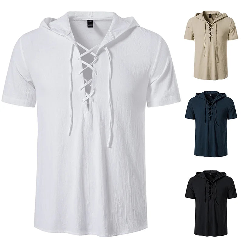 Men's Cotton Linen Hooded Shirt | Lightweight Casual Summer Essential