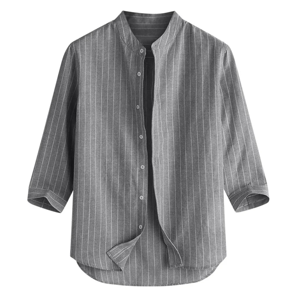 Men's Cotton Linen Long Sleeve Shirt | Lightweight Breathable Summer Essential