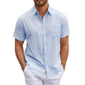 Men's Cotton Linen Short Sleeve Shirt | Lightweight Breathable Casual Essential