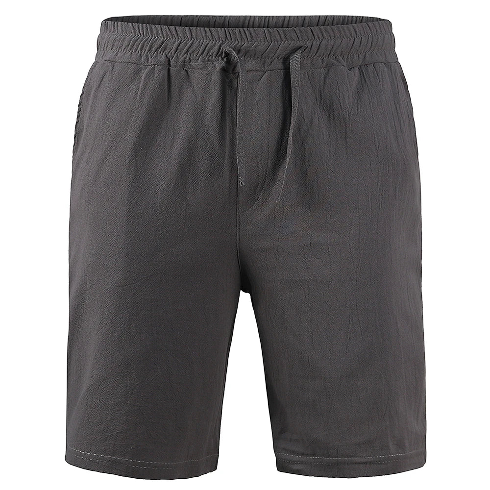 Men's Cotton Linen Shorts | Lightweight Breathable Summer Essential | Classic Solid Style