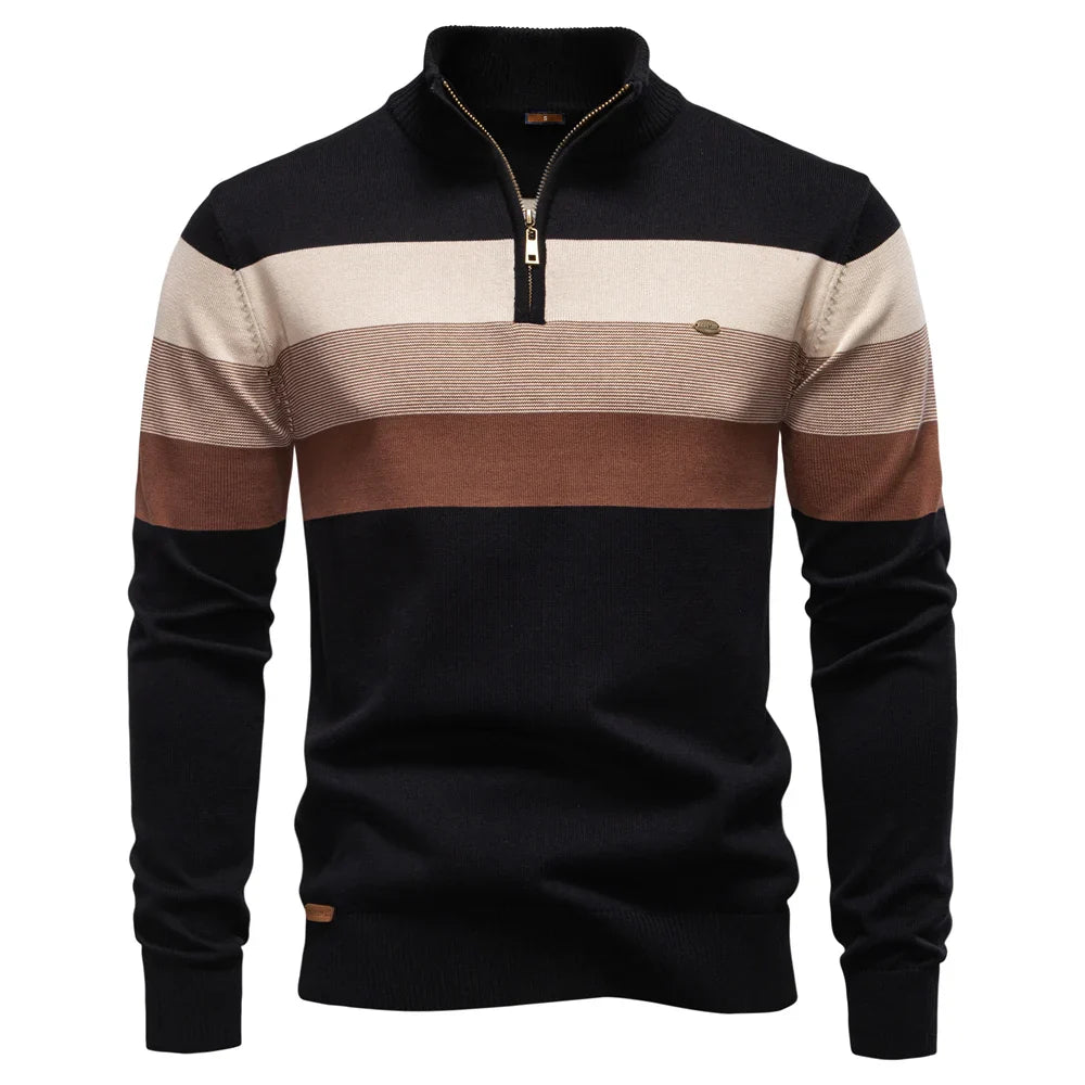 Men's Cotton Quarter Zip Sweater | Tailored Warmth for Autumn Style