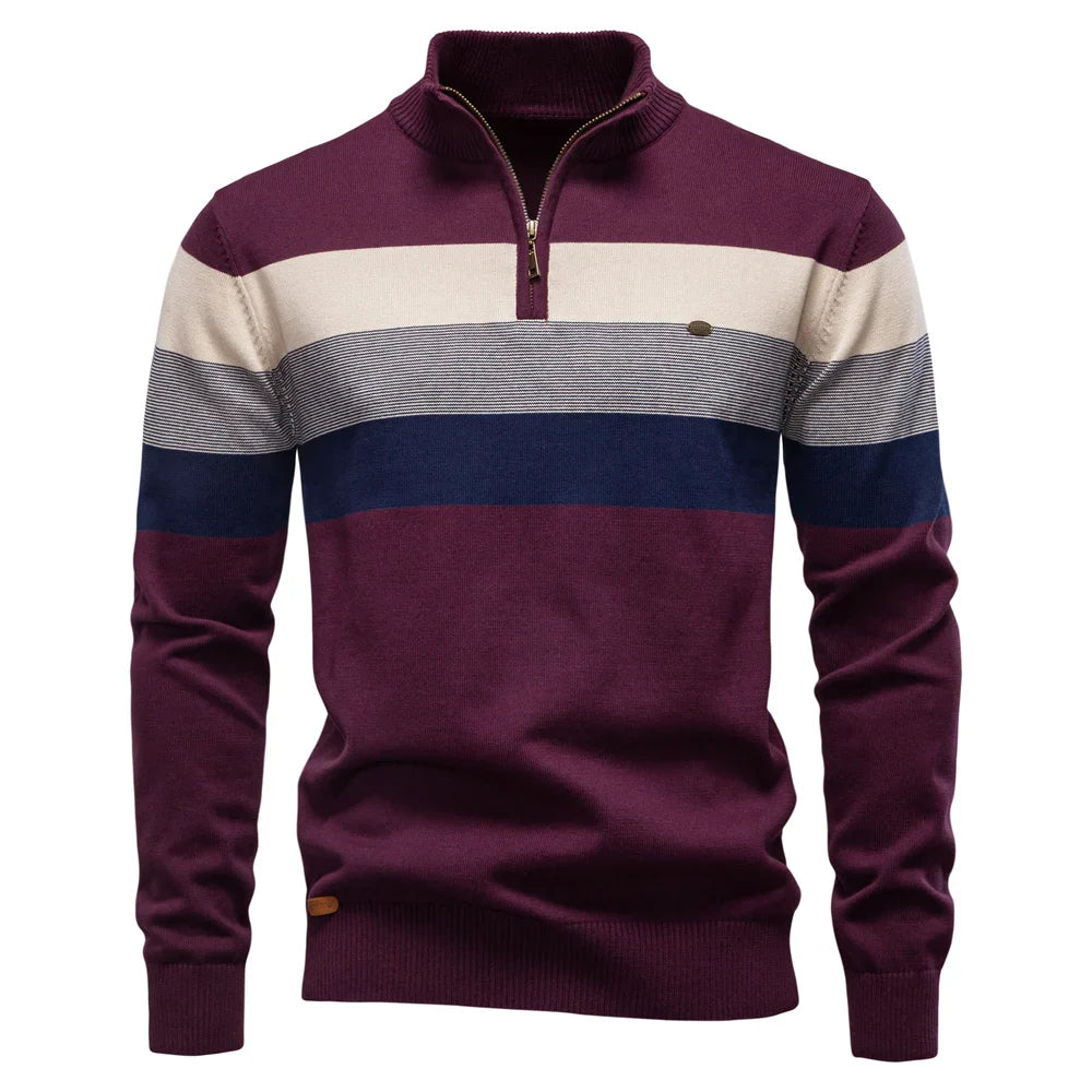 Men's Cotton Quarter Zip Sweater | Tailored Warmth for Autumn Style