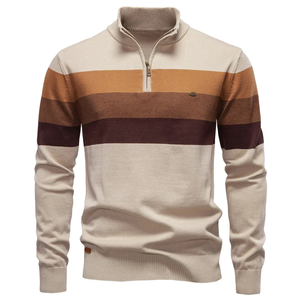 Men's Cotton Quarter Zip Sweater | Tailored Warmth for Autumn Style