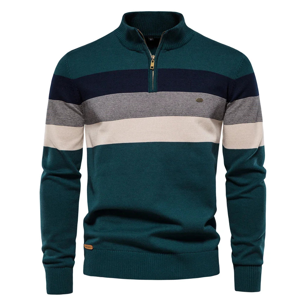 Men's Cotton Quarter Zip Sweater | Tailored Warmth for Autumn Style