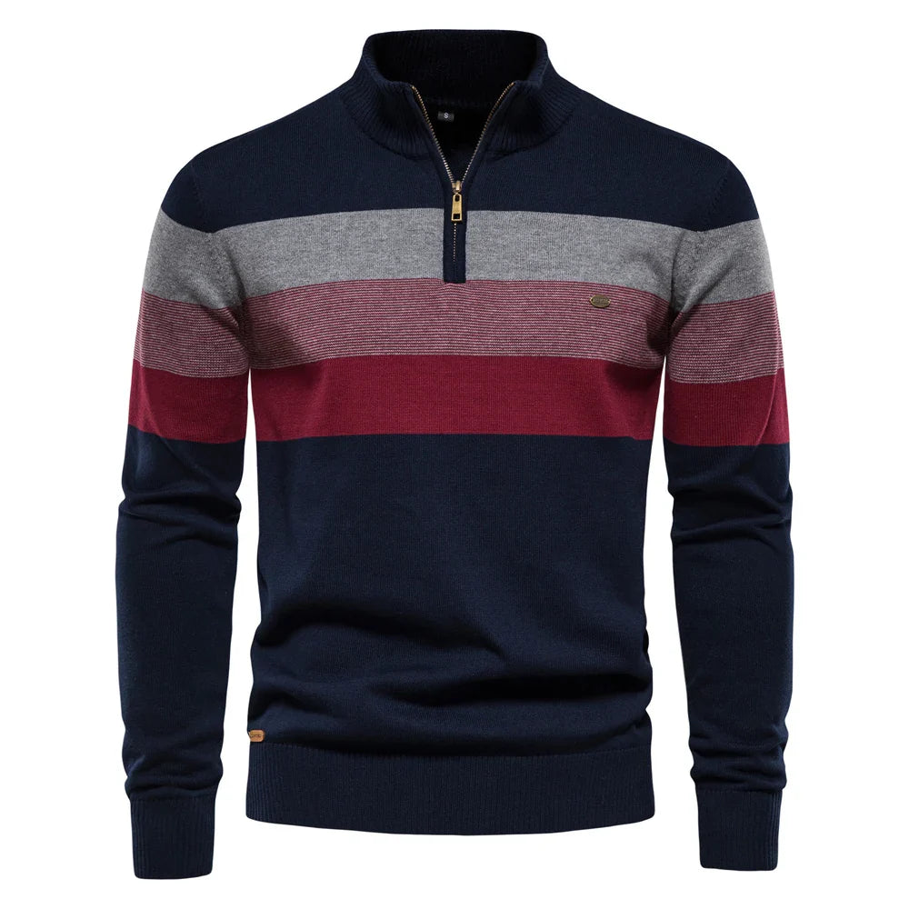 Men's Cotton Quarter Zip Sweater | Tailored Warmth for Autumn Style