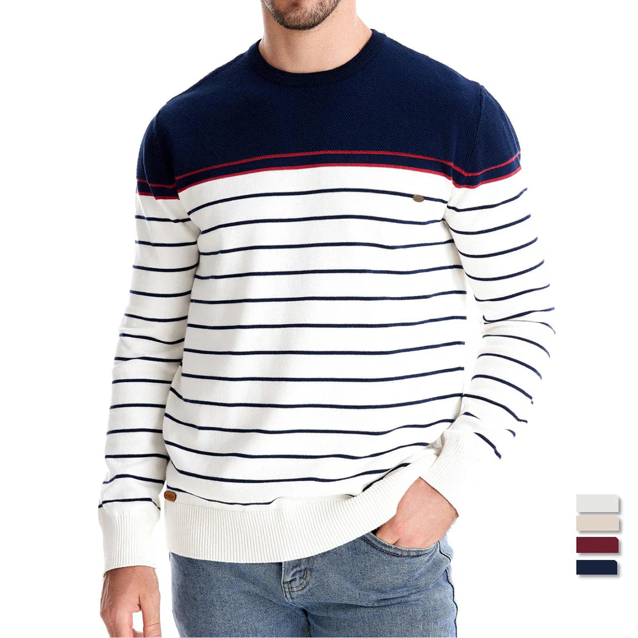 Men's Cotton Striped Pullover Sweater | Stylish Autumn Essential Fit