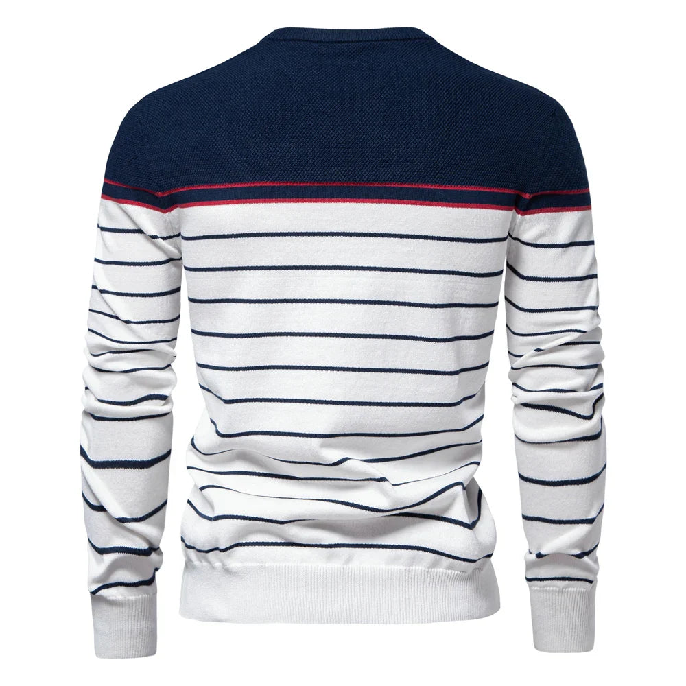 Men's Cotton Striped Pullover Sweater | Stylish Autumn Essential Fit