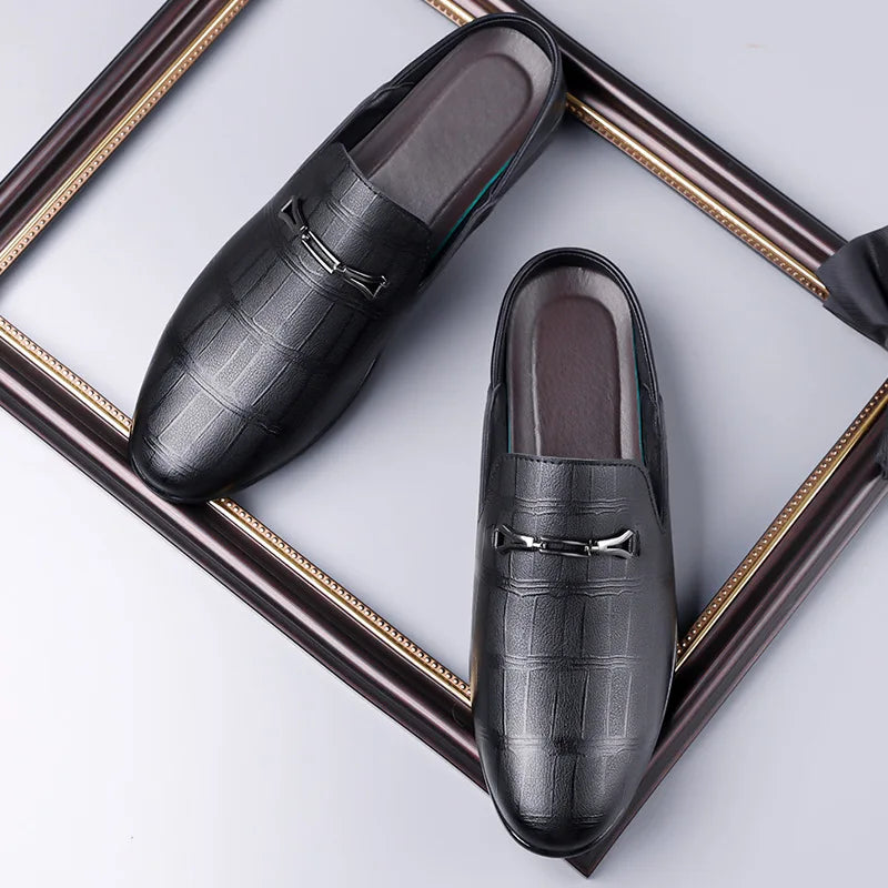 Men's Genuine Leather Slip-On Sandals | Comfortable Casual Summer Footwear