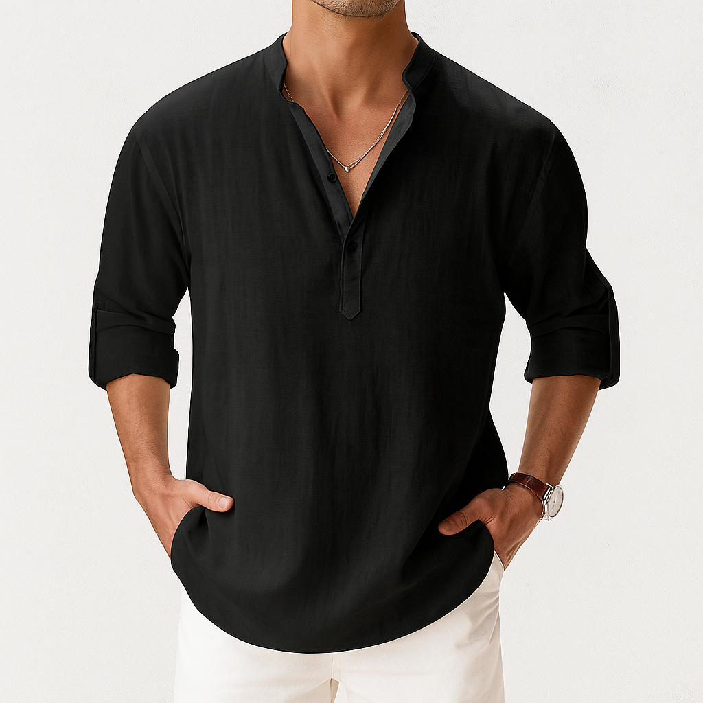 Men's Gossamer Linen Popover Shirt | Lightweight Breathable Summer Essential