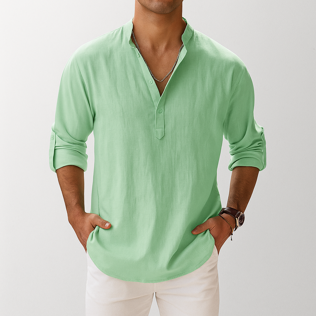 Men's Gossamer Linen Popover Shirt | Lightweight Breathable Summer Essential