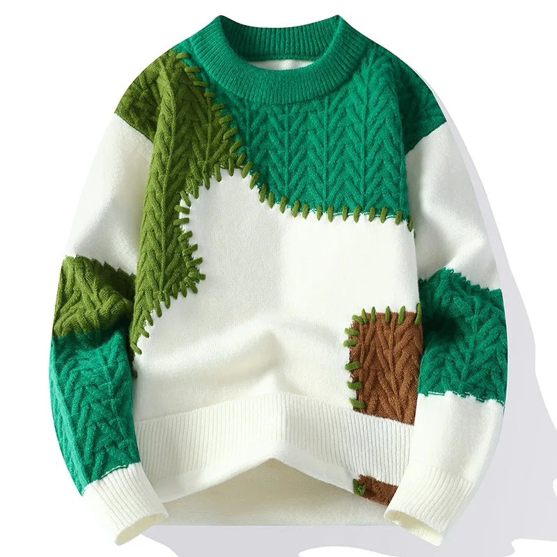 Men's Heavy Textured Knit Sweater | Structured Winter Layering Essential