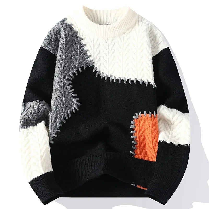 Men's Heavy Textured Knit Sweater | Structured Winter Layering Essential