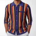 Men's Knit Long Sleeve Polo Shirt | Refined Striped Spring and Summer Essential