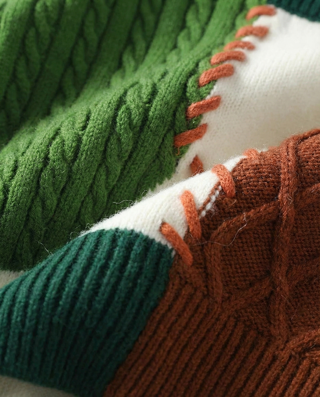 Men's Knit Patchwork Sweater | Textured Relaxed Fit with Bold Contrast