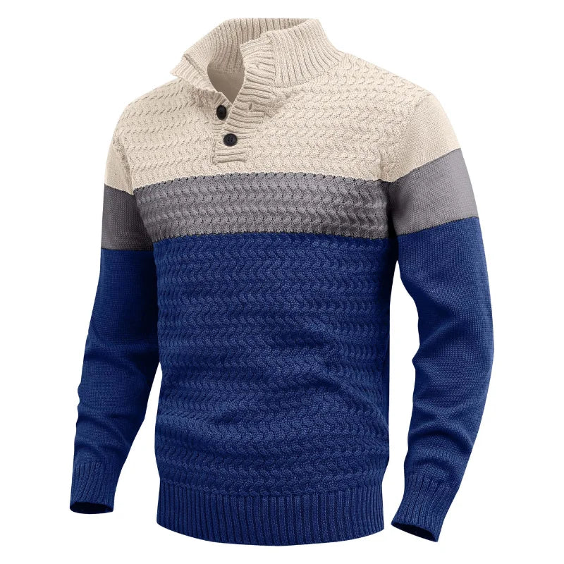 Men's Knit Pullover Sweater | Cozy Lightweight Color-Block Design