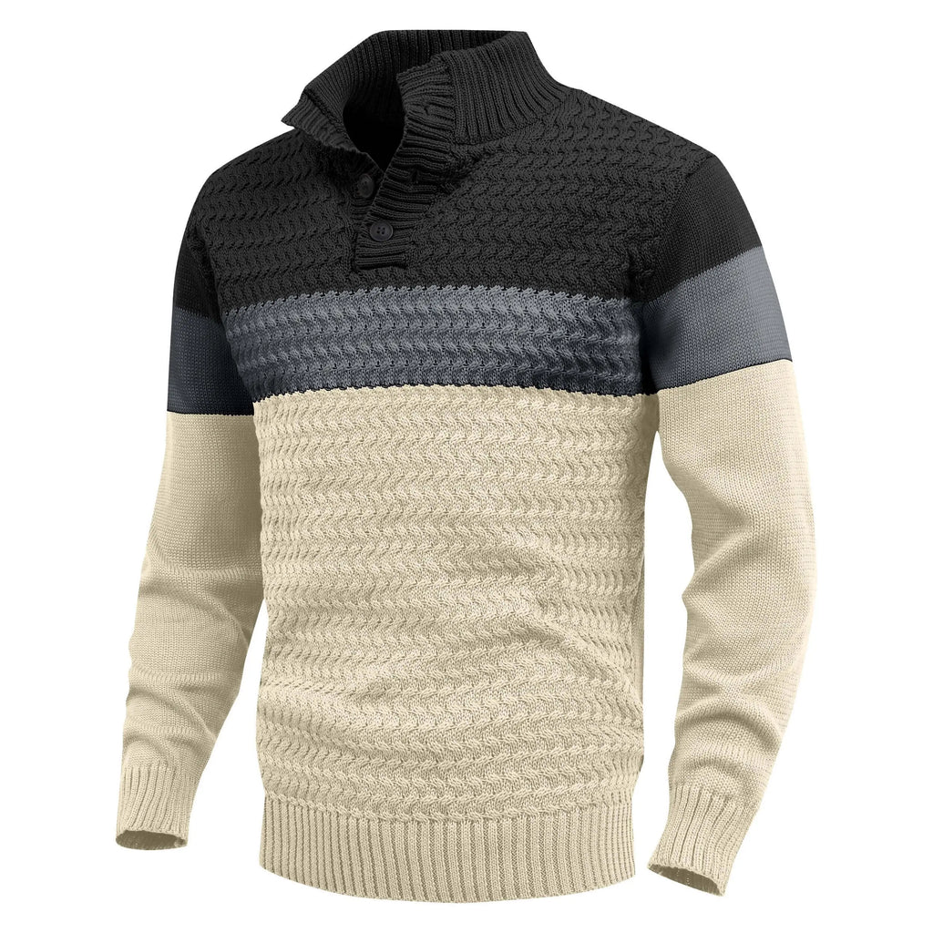 Men's Knit Pullover Sweater | Cozy Lightweight Color-Block Design